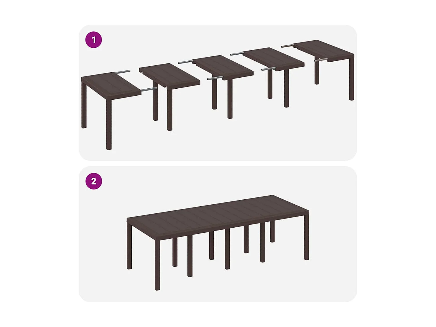 Table de Jardin Marron 250 x 100 x 73 cm polyrotin