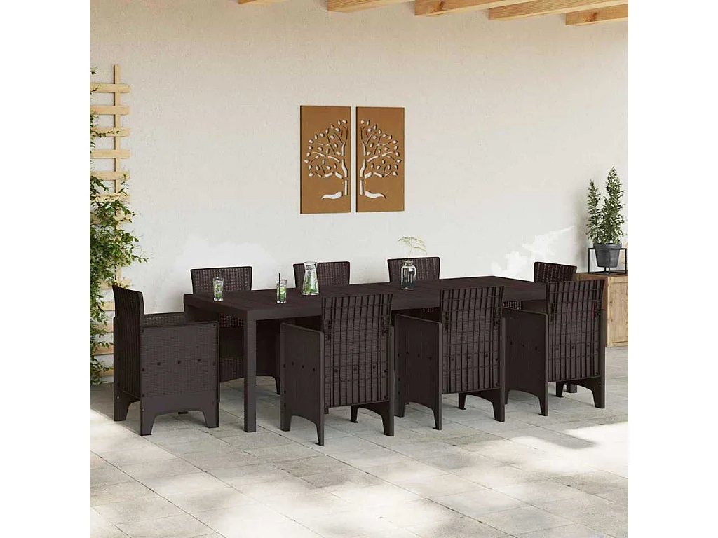 Bruine tuintafel 250 x 100 x 73 cm polyrotan