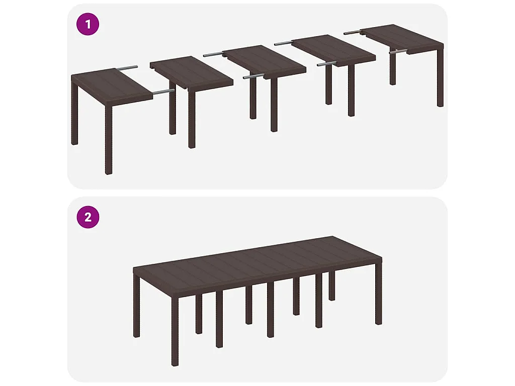 Bruine tuintafel 250 x 100 x 73 cm polyrotan