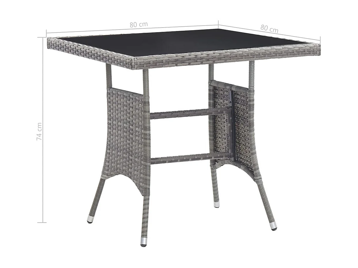 Mesa de jardín gris 80x80x74 cm resina trenzada
