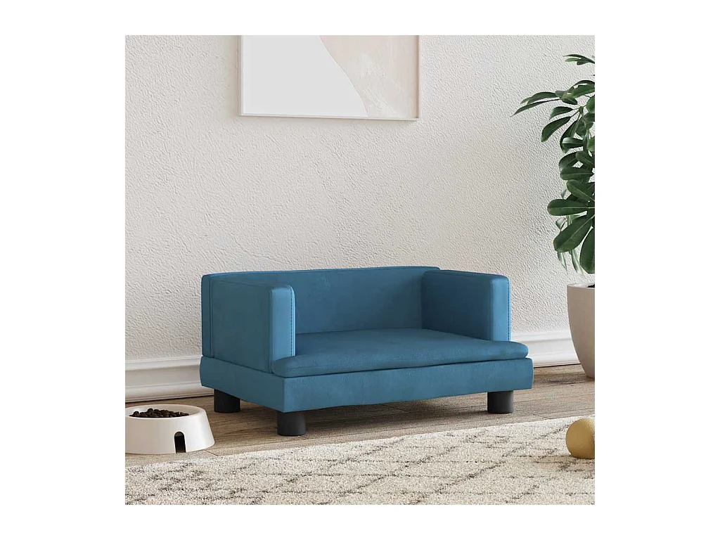 Blauwe hondenmand 60x40x30 cm fluweel