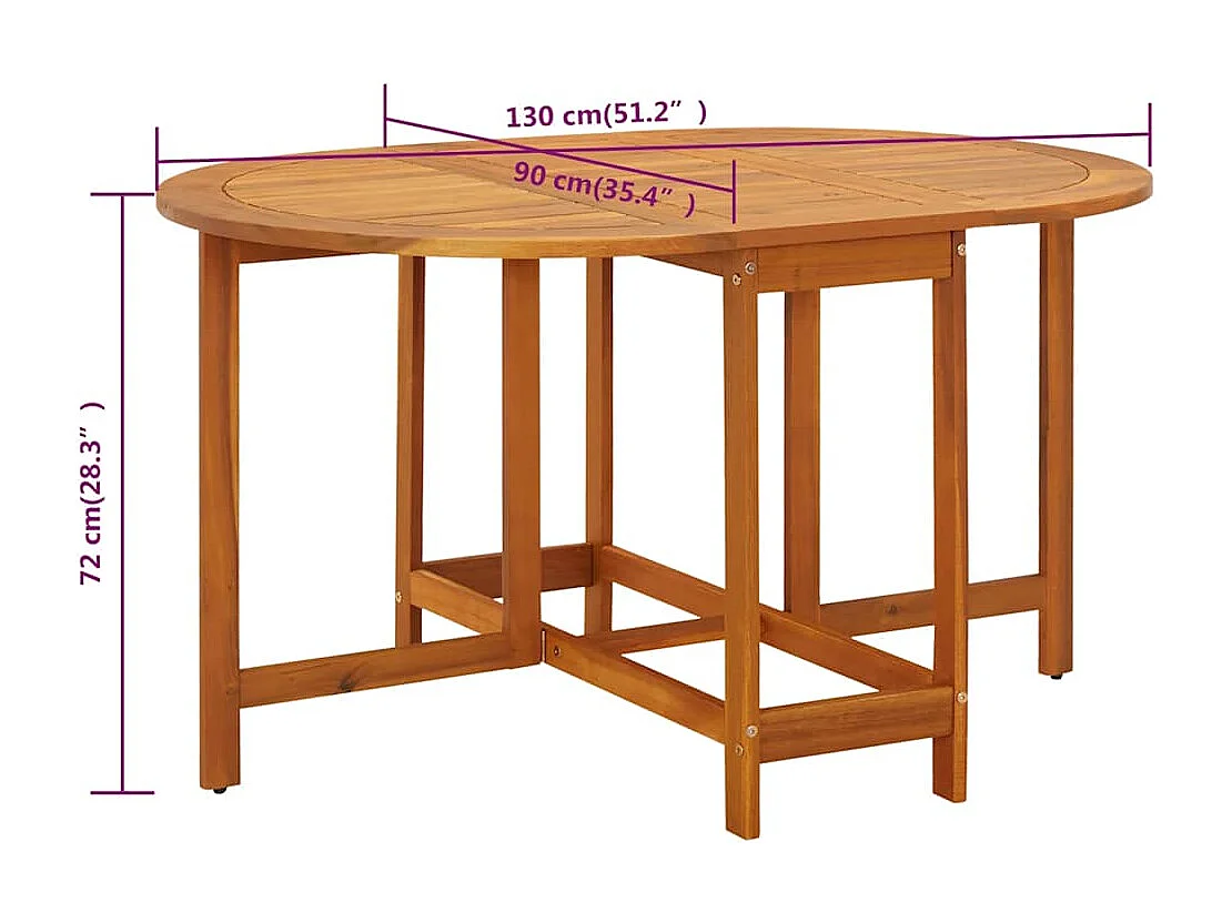 Tuintafel 130x90x72 cm Massief acaciahout