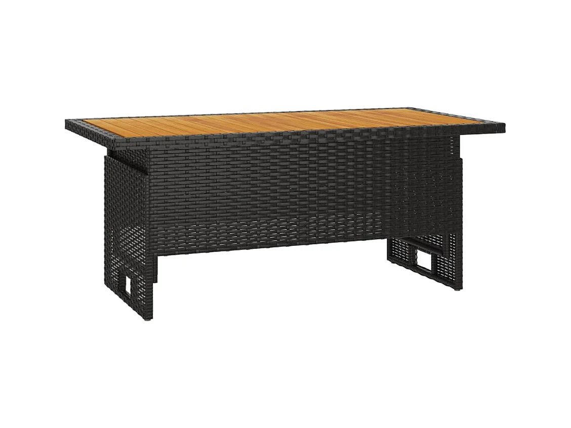 Table de jardin noir 100x50x43/63 cm acacia et résine tressée