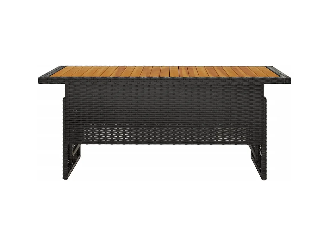 Table de jardin noir 100x50x43/63 cm acacia et résine tressée