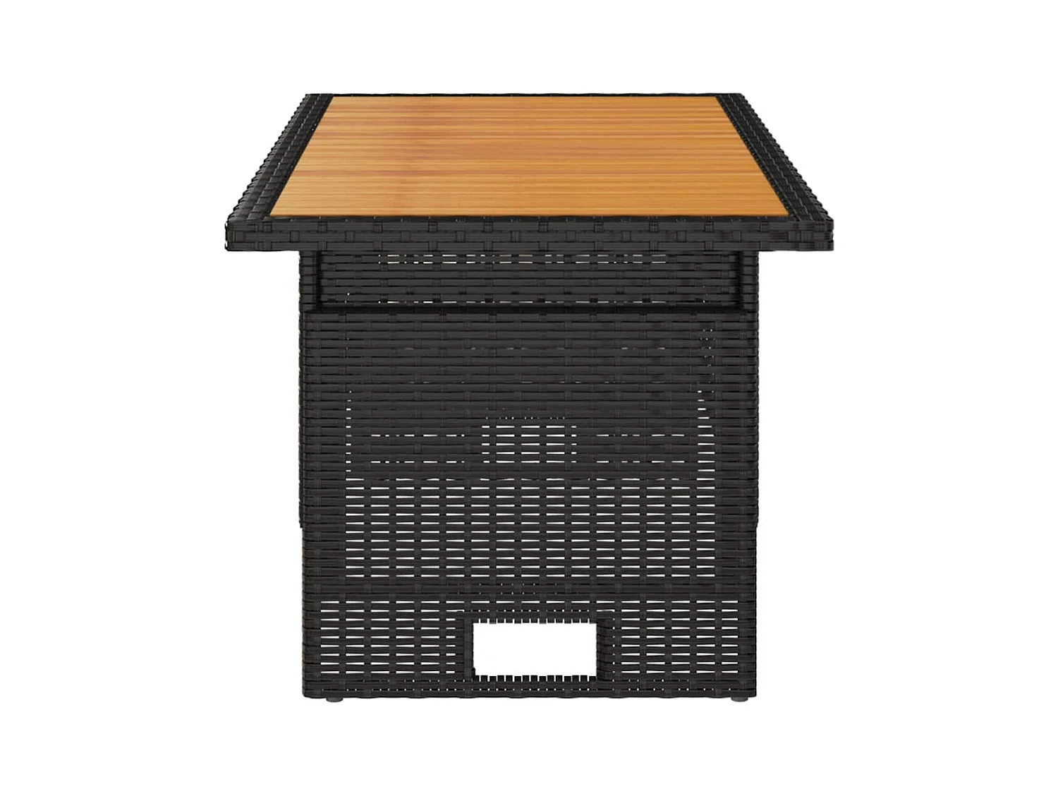 Table de jardin noir 100x50x43/63 cm acacia et résine tressée