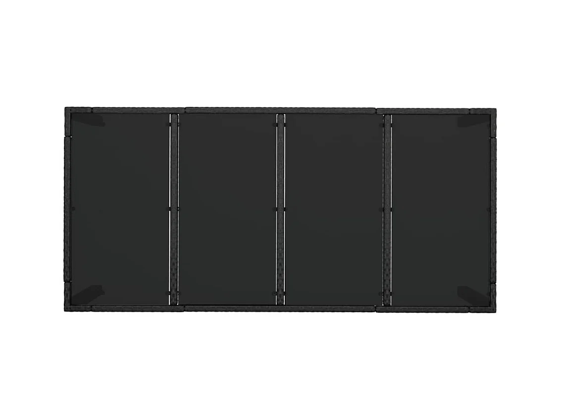 Mesa de jardín con tapa de cristal, color negro, 190x90x75cm, resina trenzada
