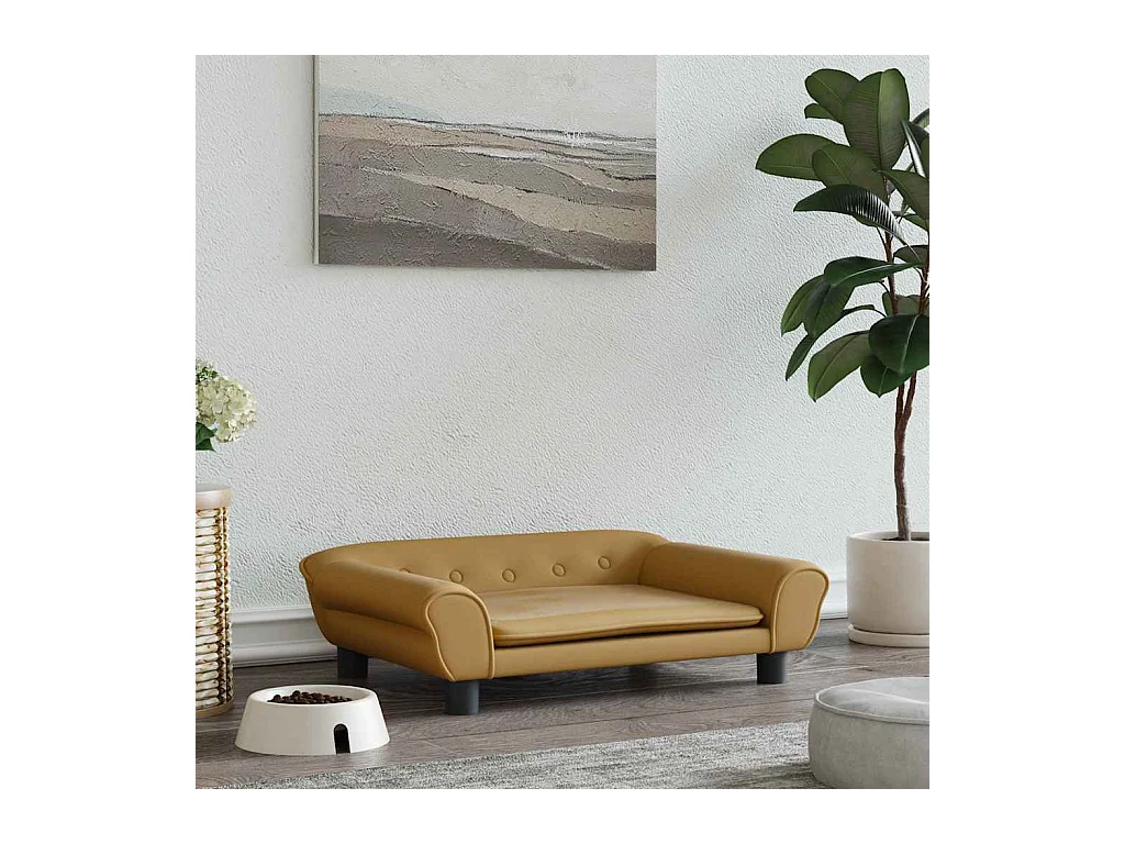 Lit pour chien marron 70x48x22 cm velours