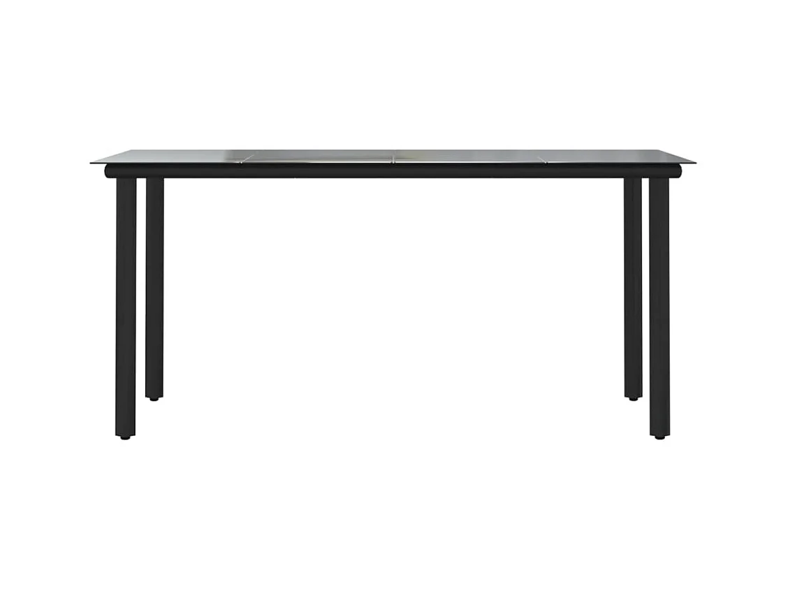 Table à dîner de jardin Noir 160x80x74 cm Acier et verre trempé