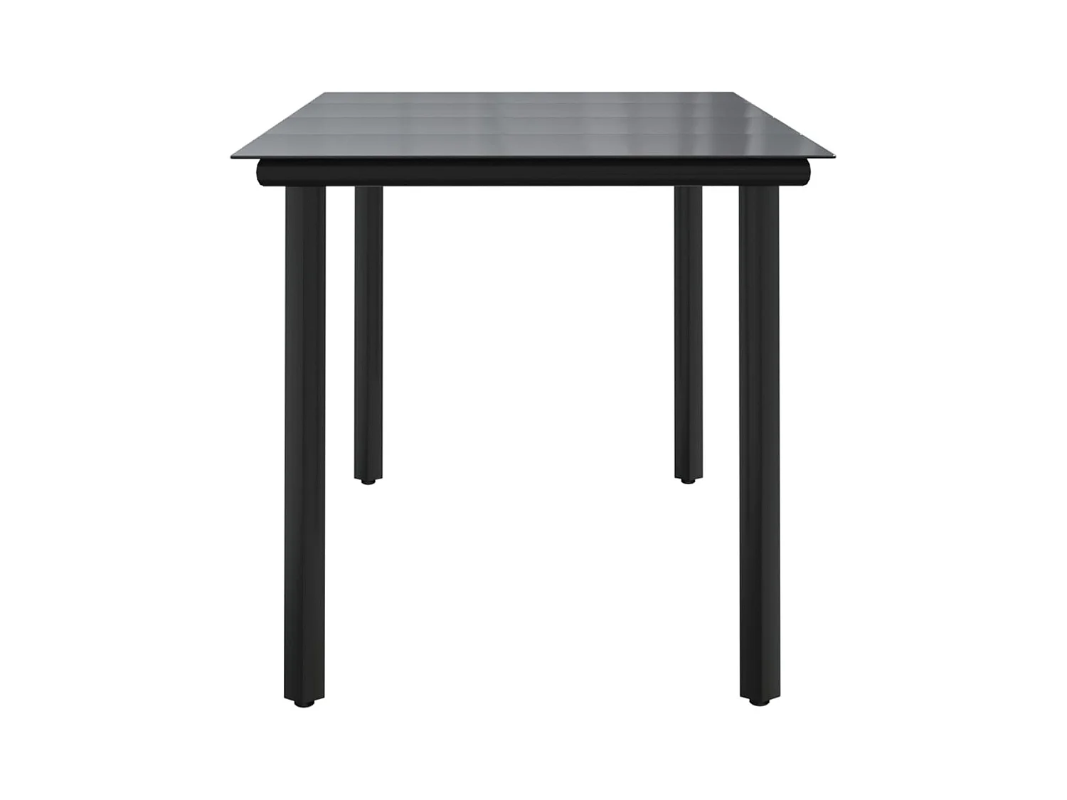 Table à dîner de jardin Noir 160x80x74 cm Acier et verre trempé