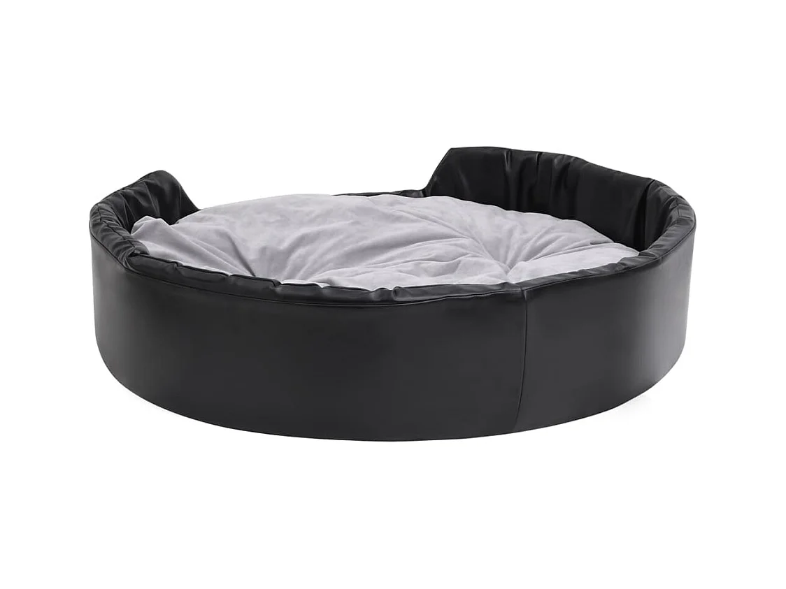 Lit chiens Noir et gris 99x89x21 cm Peluche et similicuir