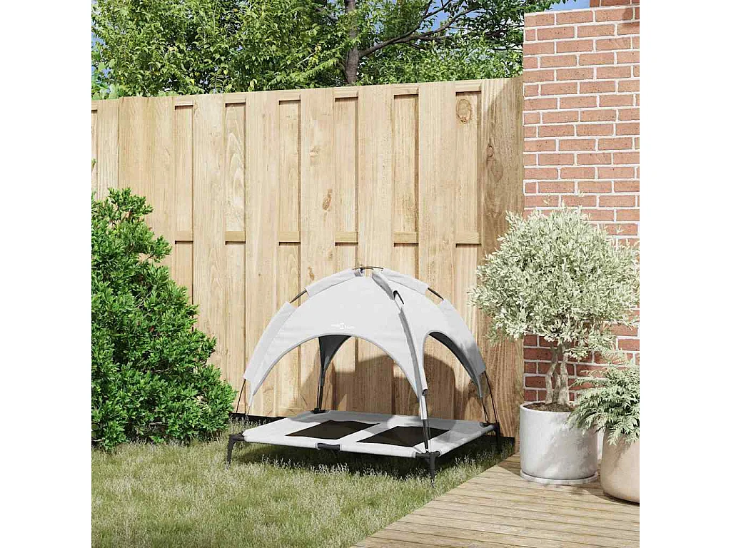 Cama para perros de acero gris plateado