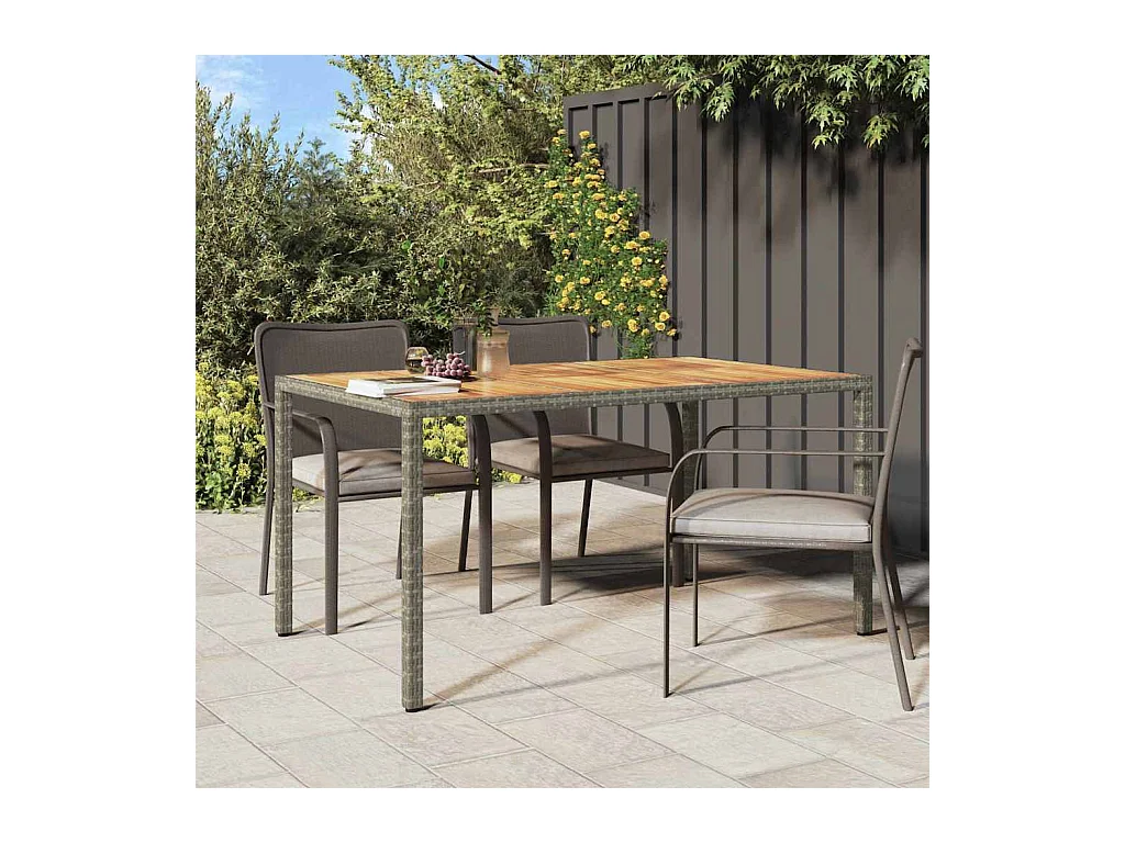 Table de jardin pour repas Gris 150 x 90 x 75 cm Poly rotin