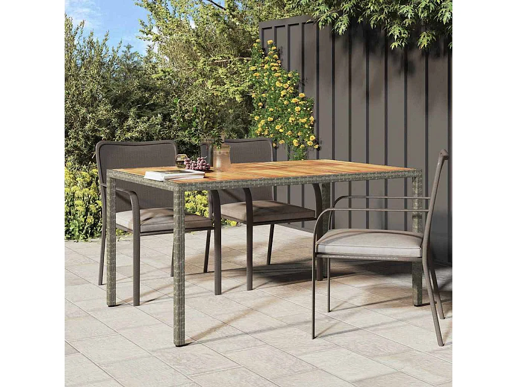 Table de jardin pour repas Gris 150 x 90 x 75 cm Poly rotin