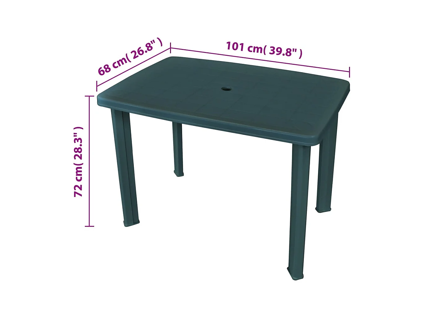 Groene tuintafel 101 x 68 x 72 cm Kunststof