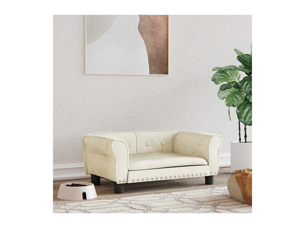 Lit pour chien crème 70x45x30 cm velours