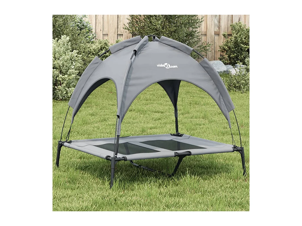 Lit pour chien avec auvent anthracite tissu Oxford et acier