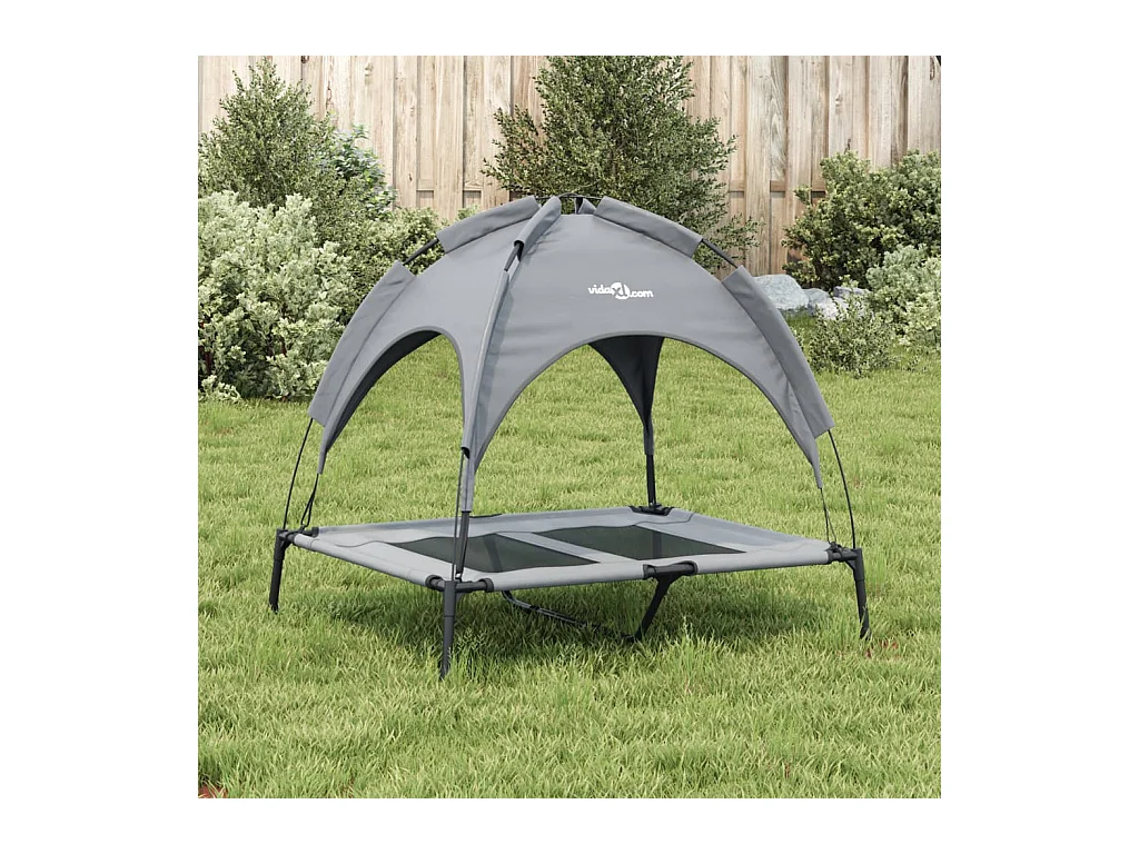 Lit pour chien avec auvent anthracite tissu Oxford et acier