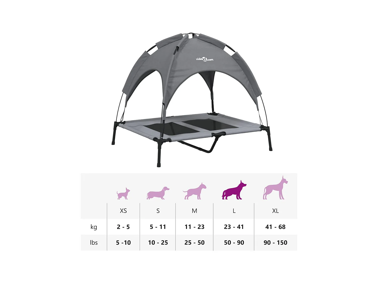 Lit pour chien avec auvent anthracite tissu Oxford et acier