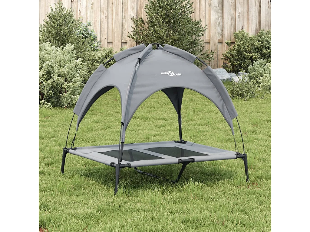 Lit pour chien avec auvent anthracite tissu Oxford et acier