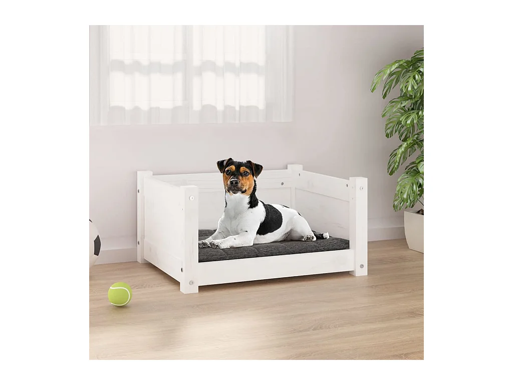Lit pour chien Blanc 55,5x45,5x28 cm Bois massif de pin