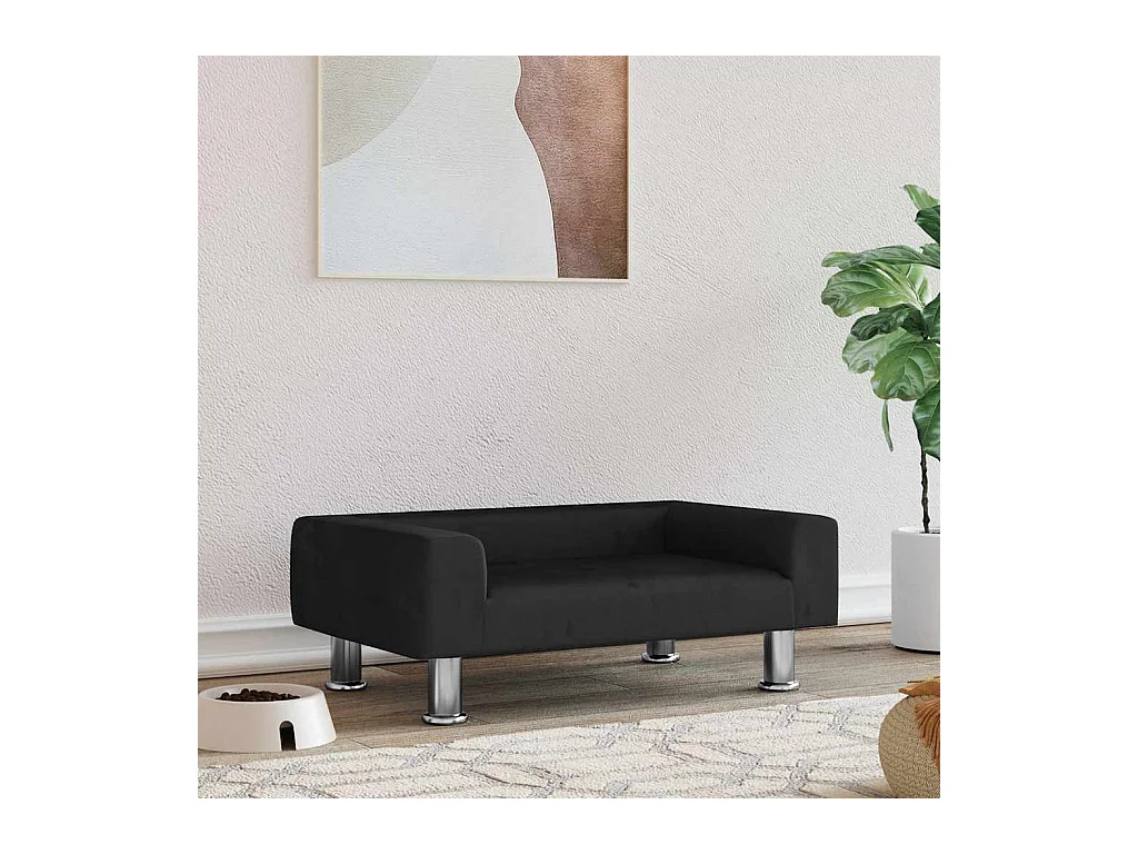 Lit pour chien noir 70x45x26,5 cm velours