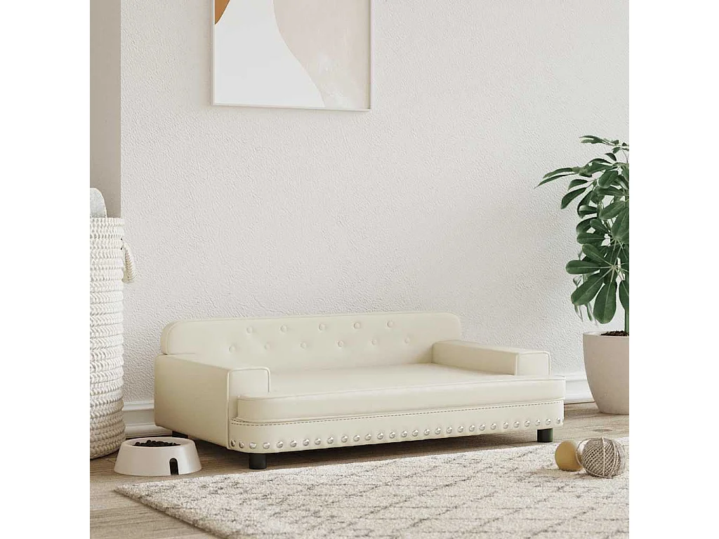 Cama para perro color crema 90x53x30 cm piel sintética