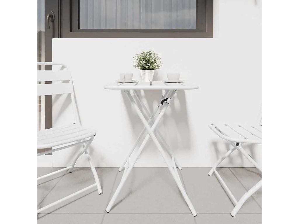 Table de Jardin Blanc 55 x 55 x 73 cm Acier revêtu de poudre