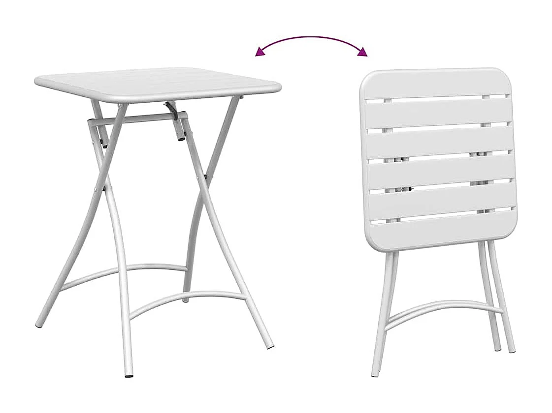 Table de Jardin Blanc 55 x 55 x 73 cm Acier revêtu de poudre