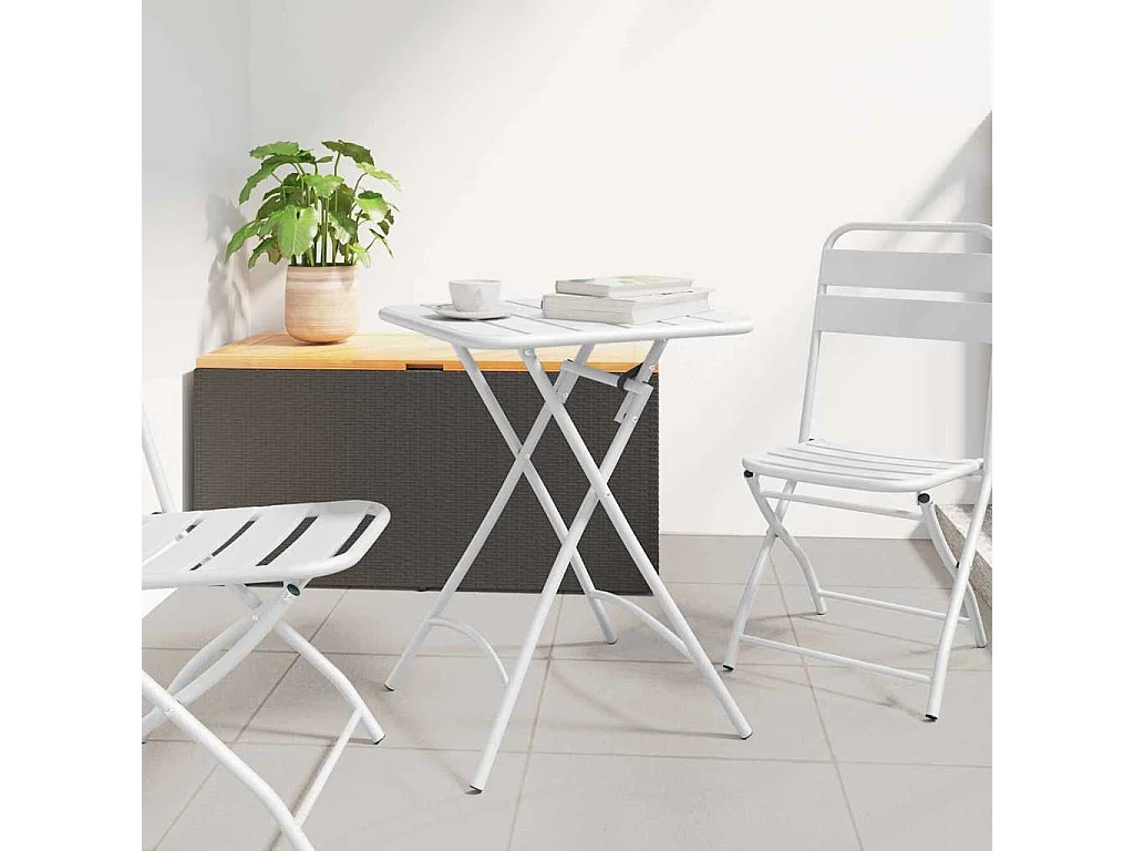 Table de Jardin Blanc 55 x 55 x 73 cm Acier revêtu de poudre