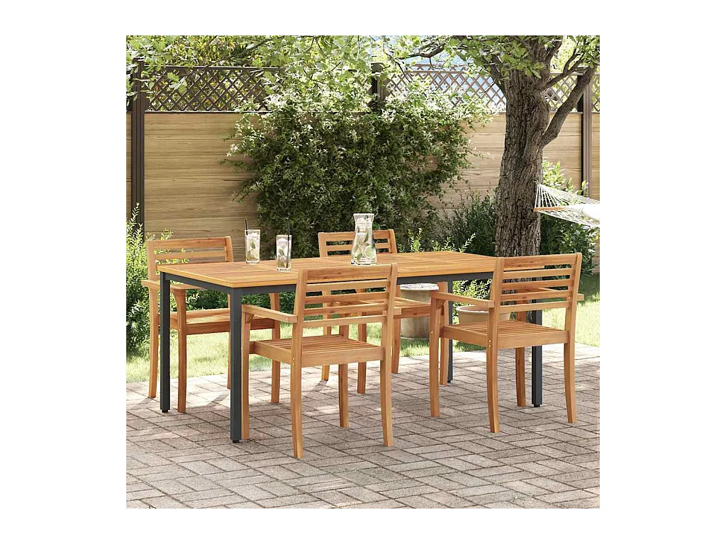 Tables de jardin Naturel et noir 180 x 90 x 75 cm