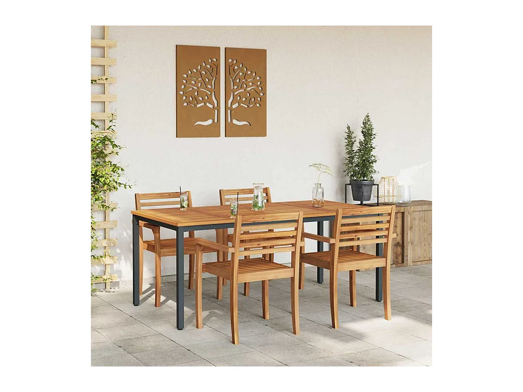 Tables de jardin Naturel et noir 180 x 90 x 75 cm