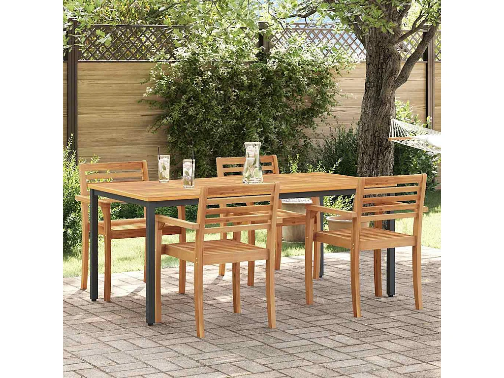 Tables de jardin Naturel et noir 180 x 90 x 75 cm