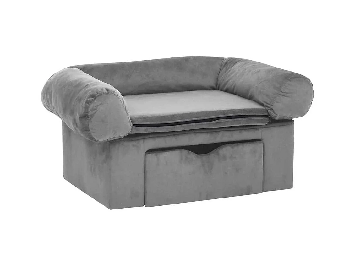 Sofá para perro con cajón Gris 75x50x38 cm Peluche