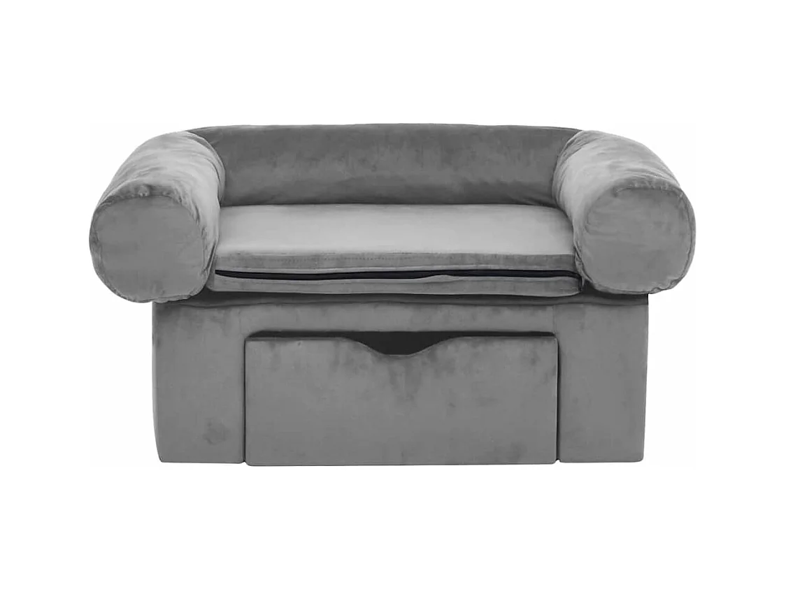 Sofá para perro con cajón Gris 75x50x38 cm Peluche