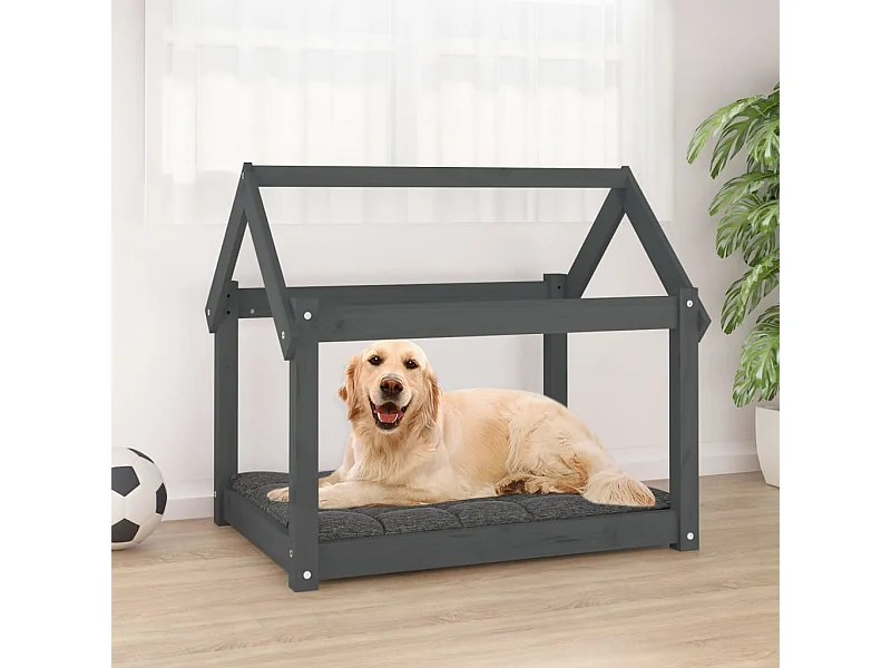 Lit pour chien Gris 81x60x70 cm Bois de pin solide