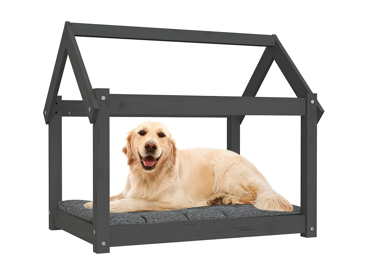 Lit pour chien Gris 81x60x70 cm Bois de pin solide