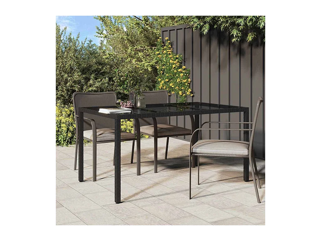 Table de jardin pour repas Noir 150 x 90 x 75 cm Poly rotin