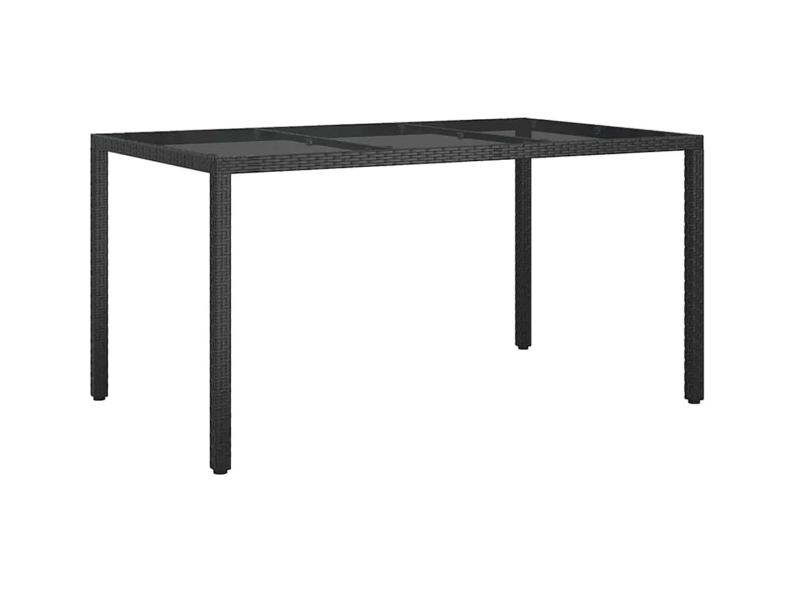Table de jardin pour repas Noir 150 x 90 x 75 cm Poly rotin