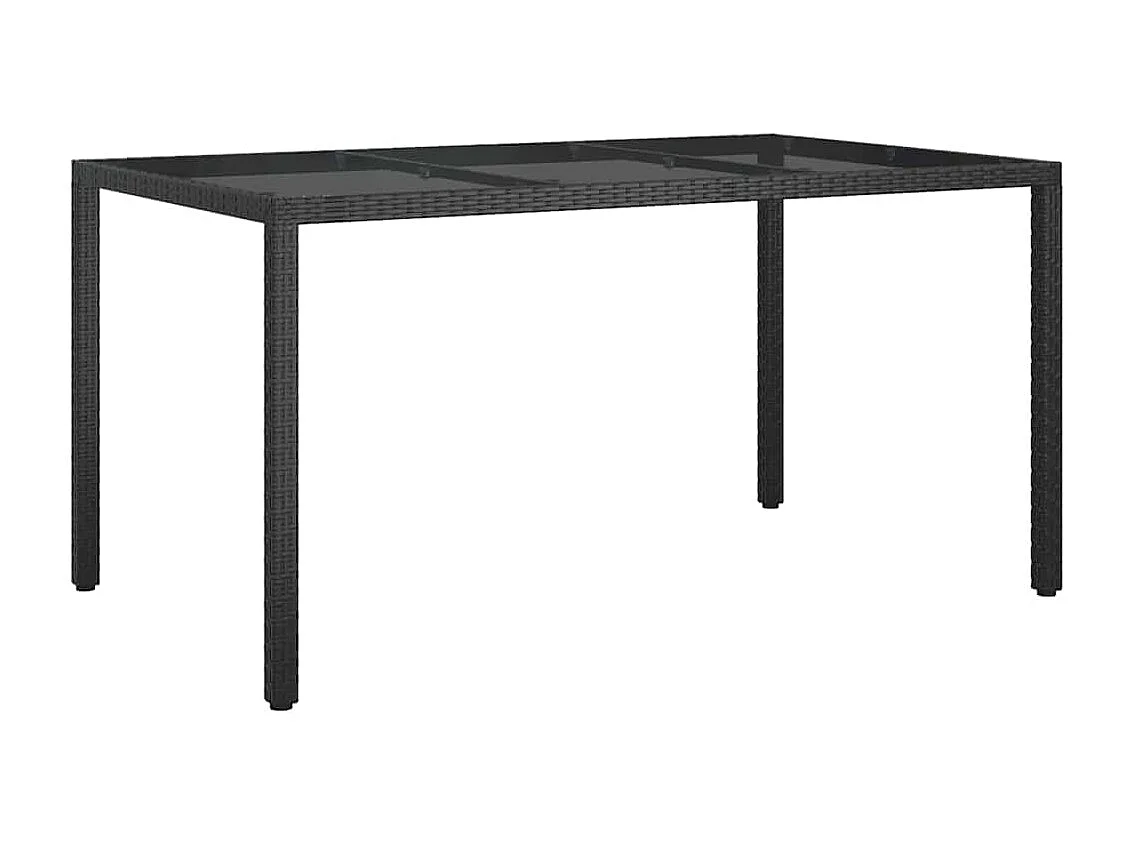 Table de jardin pour repas Noir 150 x 90 x 75 cm Poly rotin