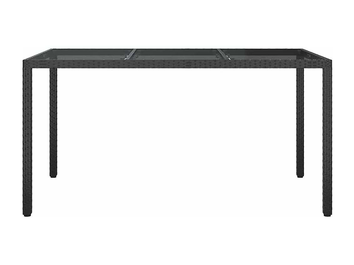 Table de jardin pour repas Noir 150 x 90 x 75 cm Poly rotin