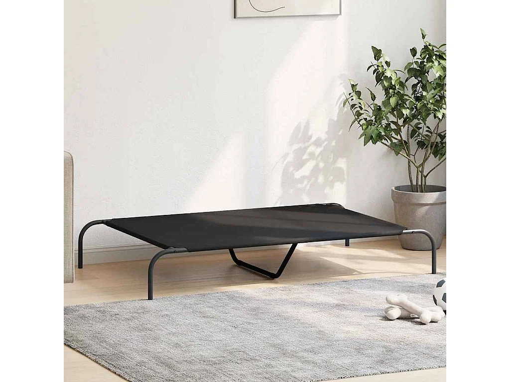 Cama elevada para perros negra 130x80x20 cm Tejido Oxford y acero
