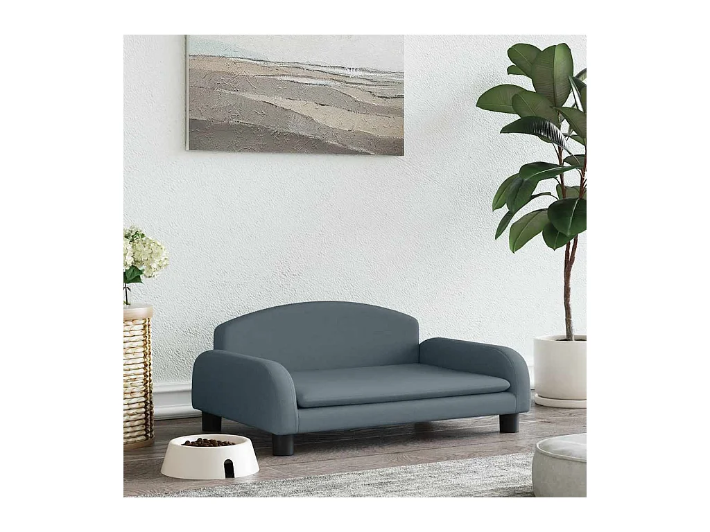 Lit pour chien gris foncé 70x45x30 cm tissu