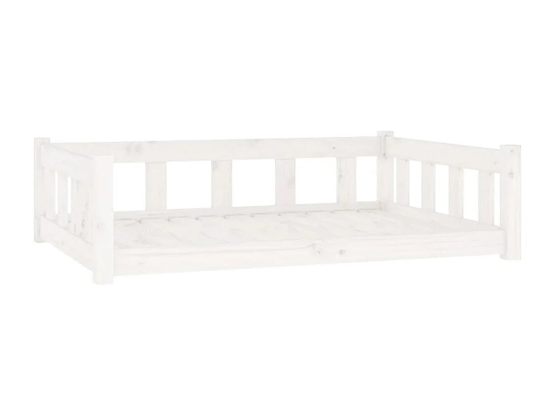 Cuccia bianca per cani 105,5x75,5x28 cm in legno massello di pino