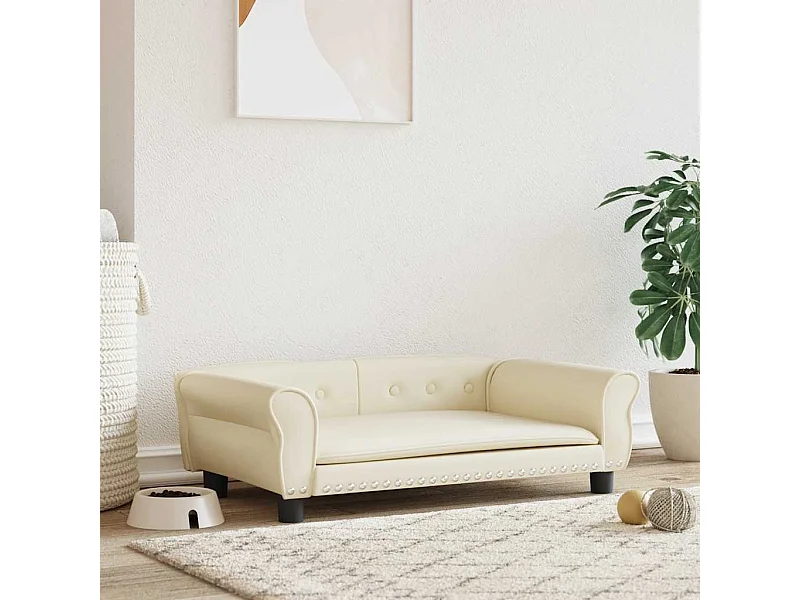 Cama para perro color crema 95x55x30 cm piel sintética