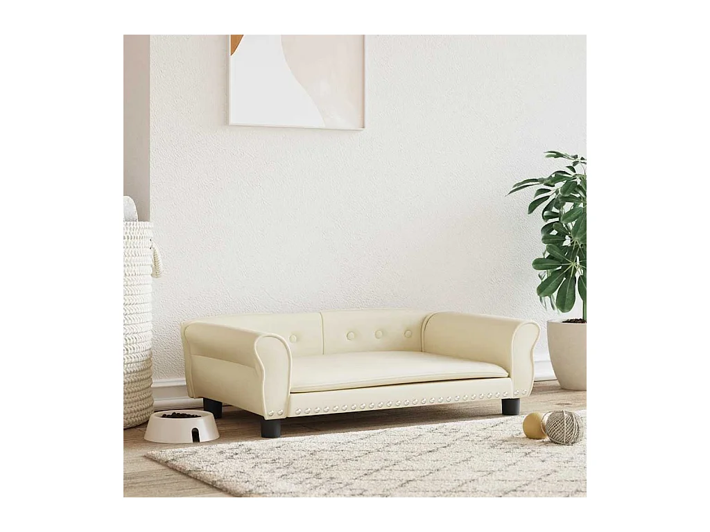 Cama para perro color crema 95x55x30 cm piel sintética