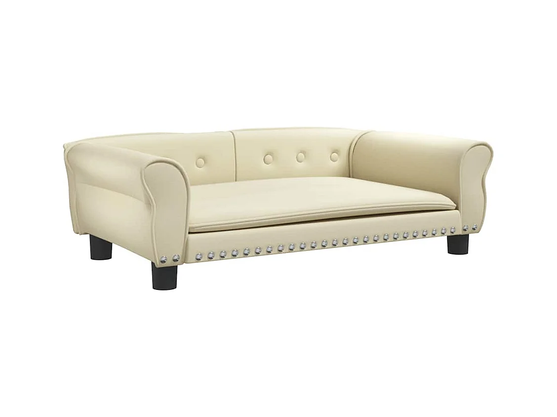 Cama para perro color crema 95x55x30 cm piel sintética