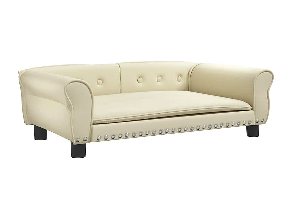 Cama para perro color crema 95x55x30 cm piel sintética