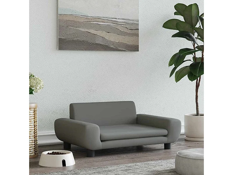 Donkergrijs hondenbed 70x45x33 cm fluweel