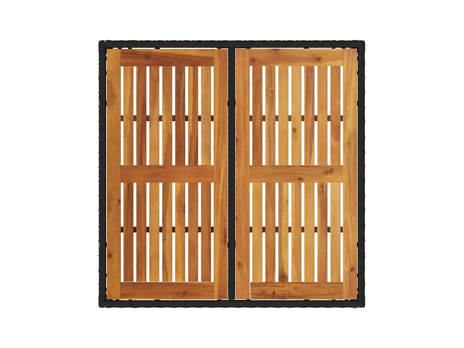 Tuintafel en blad in zwart acaciahout en gevlochten hars