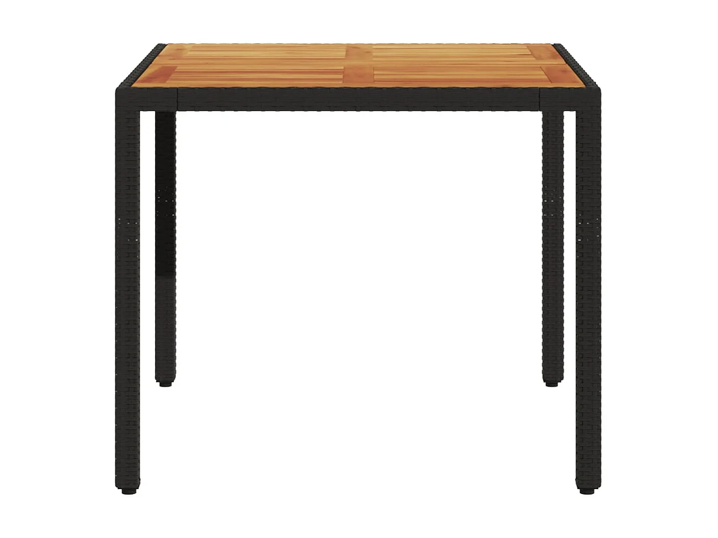 Mesa de jardín y tablero en madera de acacia negra y resina trenzada.